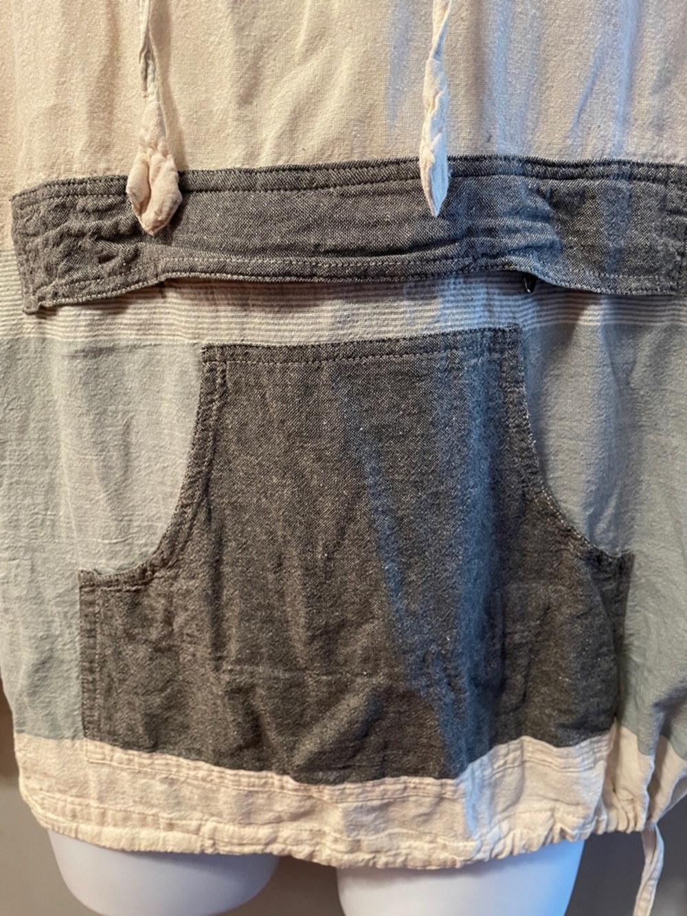 ARK IMPORTS Nepal Boho Cotton Hooded Kangaroo Wooden Button Hippie Coastal Top - Picture 5 of 12